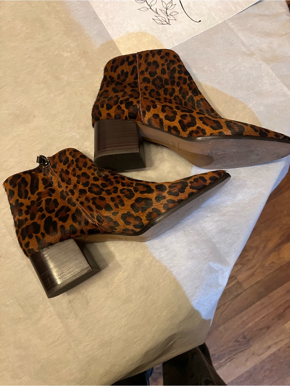 Massimo Dutti Leopard Print Pointed Toe Ankle Boots - Women's Brown